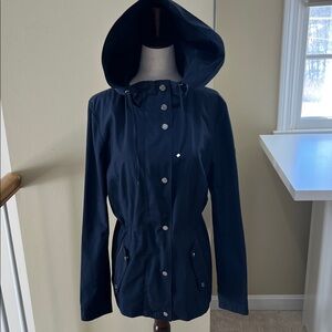 Lauren Ralph Lauren Vintage Blue Hooded Rain Utility Jacket Size Women’s M EUC
